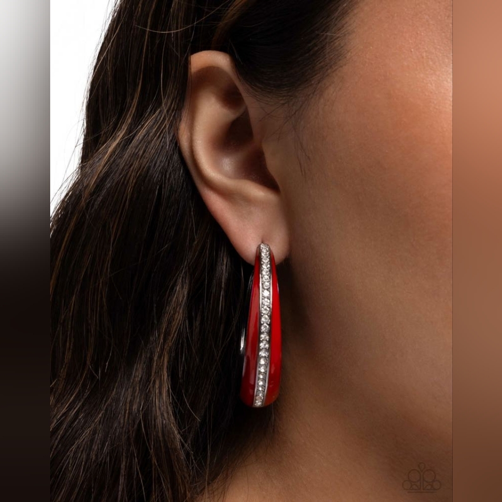 Paparazzi Red and Silver Dazzling Earrings